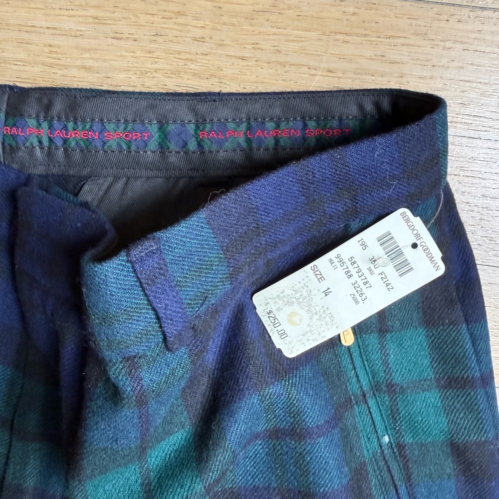 Ralph Lauren Green & Navy Plaid Corduroy Trousers